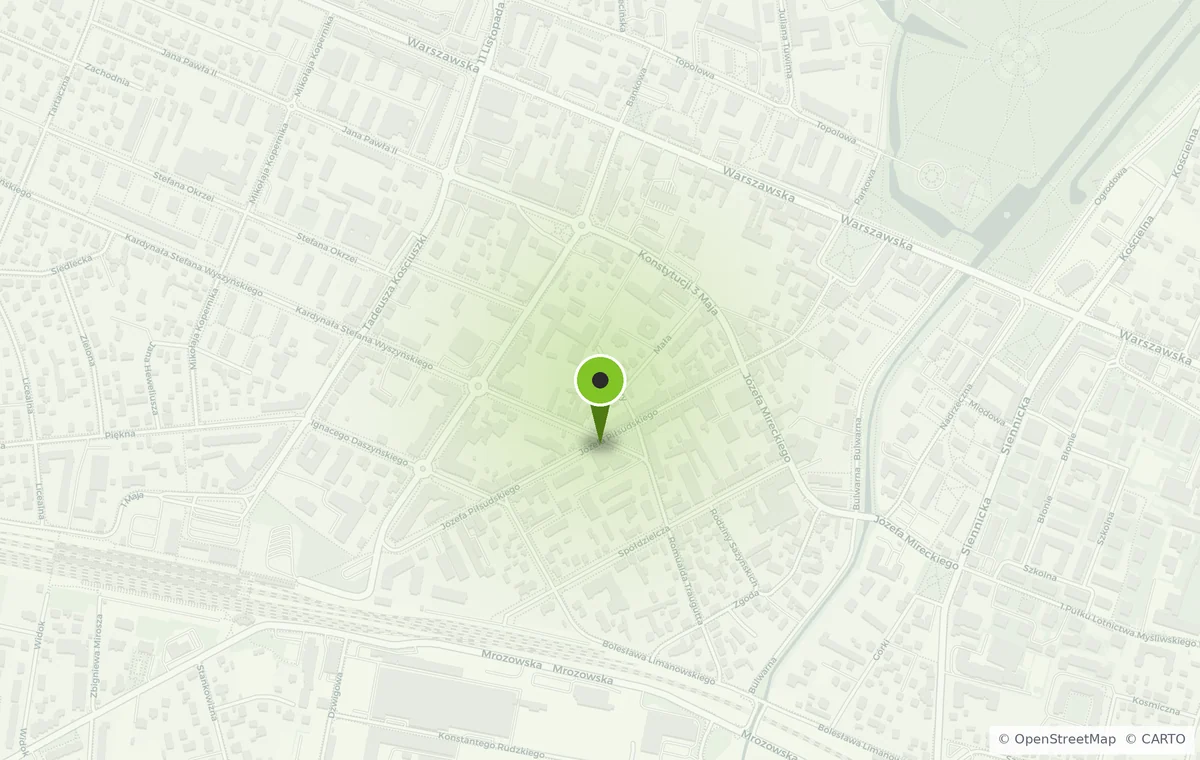 Mapa dojazdu: Marszałka Józefa Piłsudskiego 21 lok. 02, 05-300 Mińsk Mazowiecki